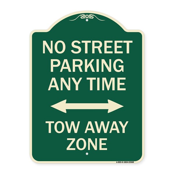 No Street Parking Anytime Tow Away Zone Heavy-Gauge Aluminum Sign, 24" x 18", G-1824-23569